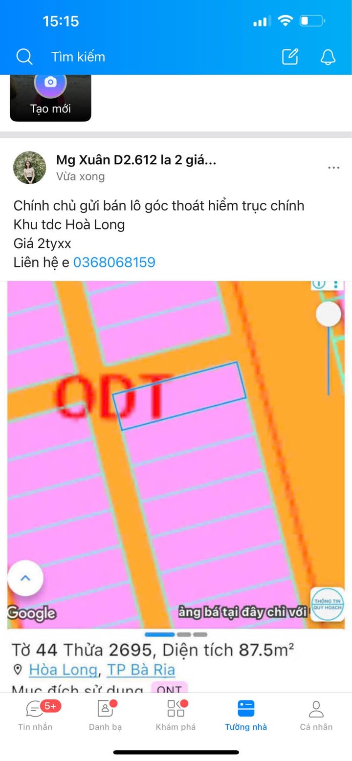 Đất nền Khu TDC Hòa Long 87.5m² giá 2 tỷ - Lô góc thoát hiểm đẹp