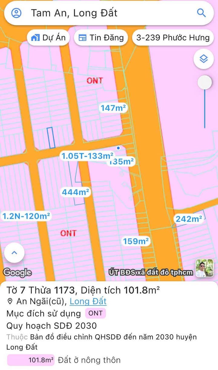 Đất thổ cư An Ngãi Long Điền 100m² giá 1.3 tỷ - Sổ hồng chính chủ!