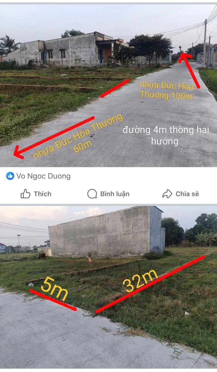 Đất nền thổ cư xã Mỹ Hạnh Nam, Đức Hòa 155m² giá 1 tỷ - Sổ hồng chính chủ!