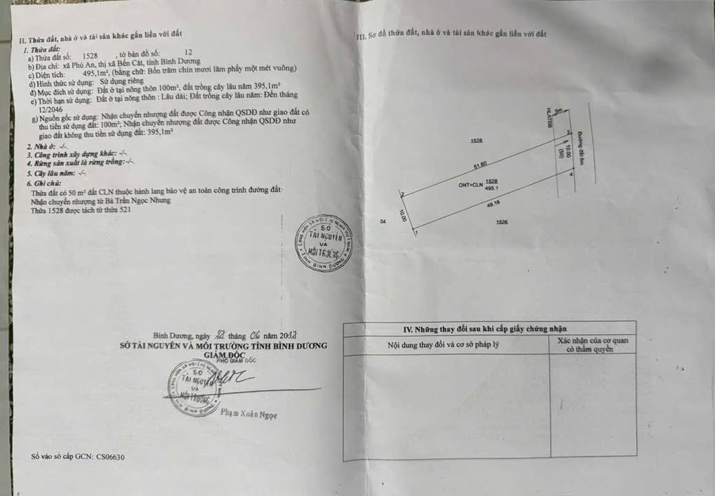 Đất mặt tiền đường nhựa Phú An, Bến Cát 500m² giá 3 tỷ - Đầu tư sinh lời ngay!