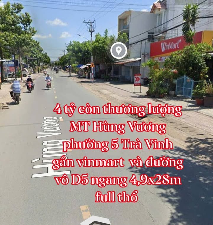 Mặt tiền FrontHouse đường Hùng Vương, Trà Vinh 137m² giá 4 tỷ - Đầu tư sinh lời ngay!