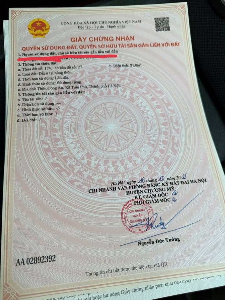 Đất Kinh Doanh nhỏ lẻ tại xã Trần Phú, Chương Mỹ 80m² - Hạ tầng hoàn thiện, giá tốt!