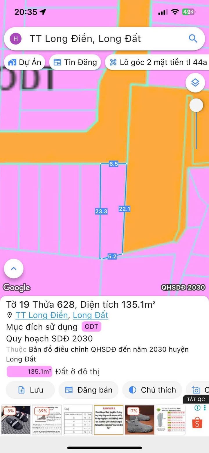 Đất thổ cư Đường Nhựa Long Điền 135m² giá 1 tỷ - Cơ hội đầu tư lý tưởng!