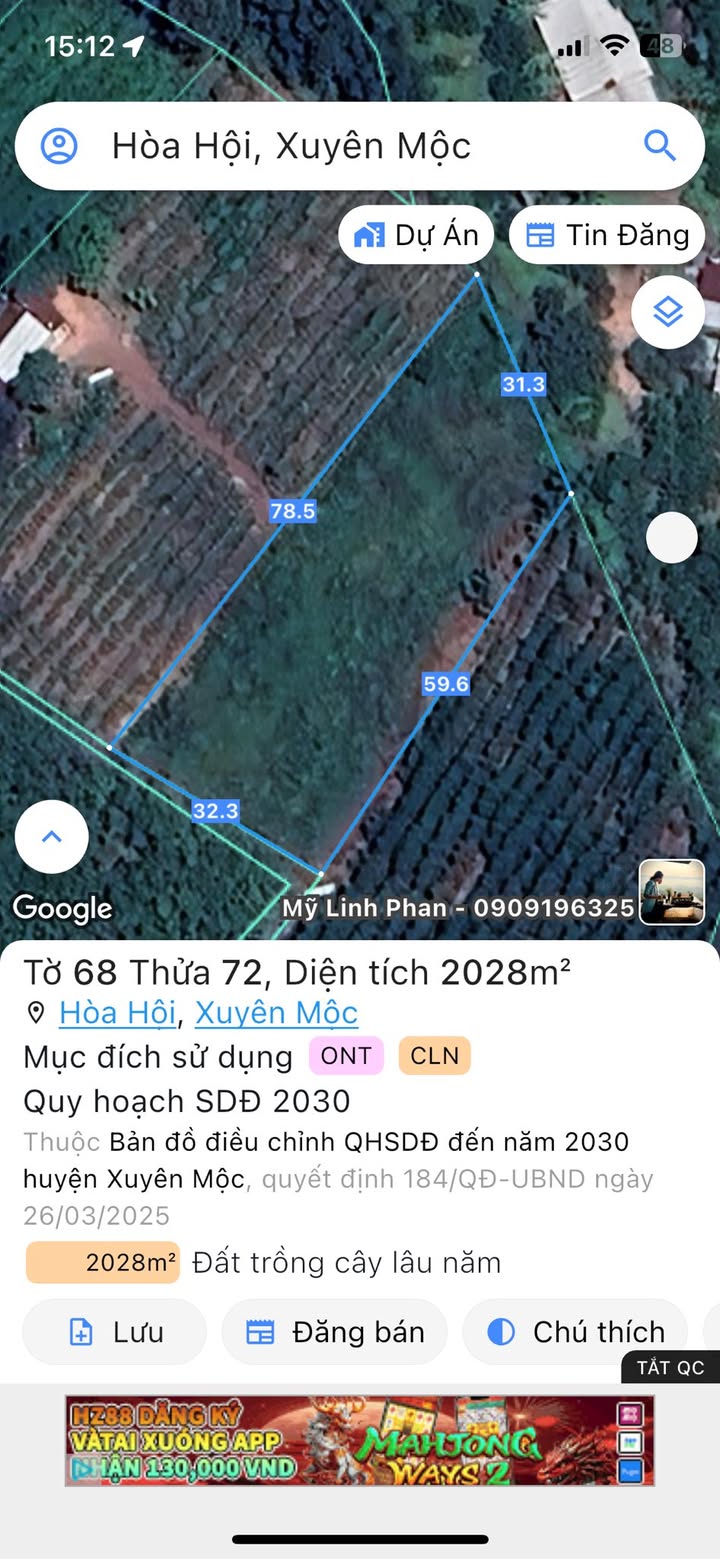 Đất nền xã Hòa Hội, Xuyên Mộc 2000m² giá chỉ 2 tỷ - Tiềm năng đầu tư lớn!
