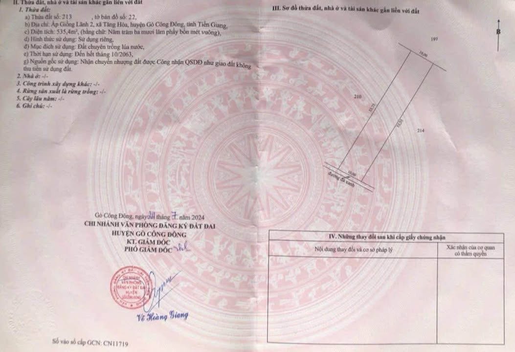 Đất nền Tăng Hoà Gò Công Đông 537m² chỉ 215 triệu - Cơ hội đầu tư tuyệt vời!