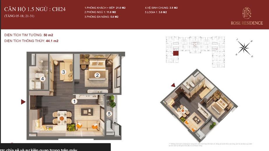 Căn hộ Hoàng Huy Rose Residence Hải Phòng 44m² giá thỏa thuận - Sẵn sàng cho bạn vào ở ngay!