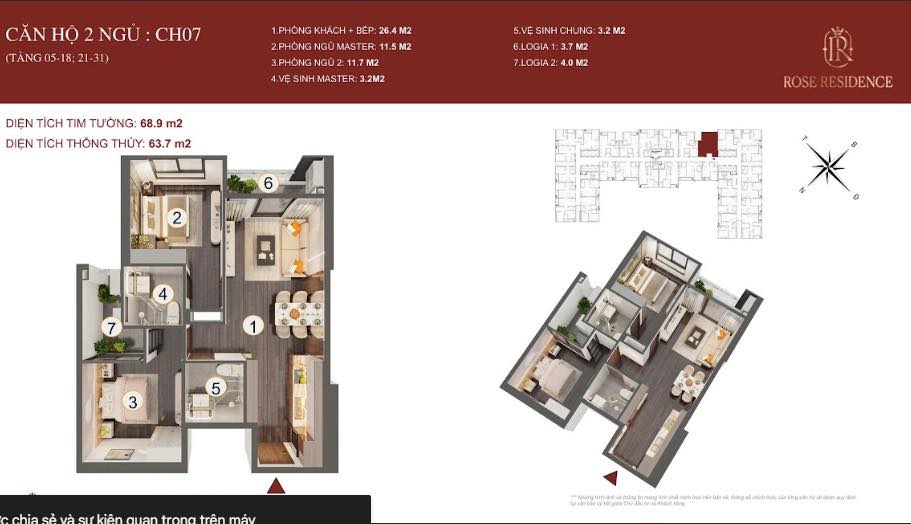 Căn hộ Rose Residen 64m² giá thỏa thuận - View sông Lạch Tray tuyệt đẹp!