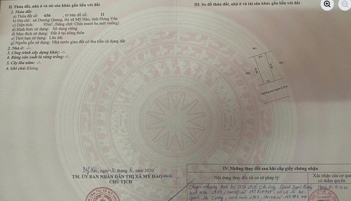 Đất thổ cư Dương Quang, Mỹ Hào 93m² giá chỉ 3.1 tỷ - Chính chủ bán gấp!