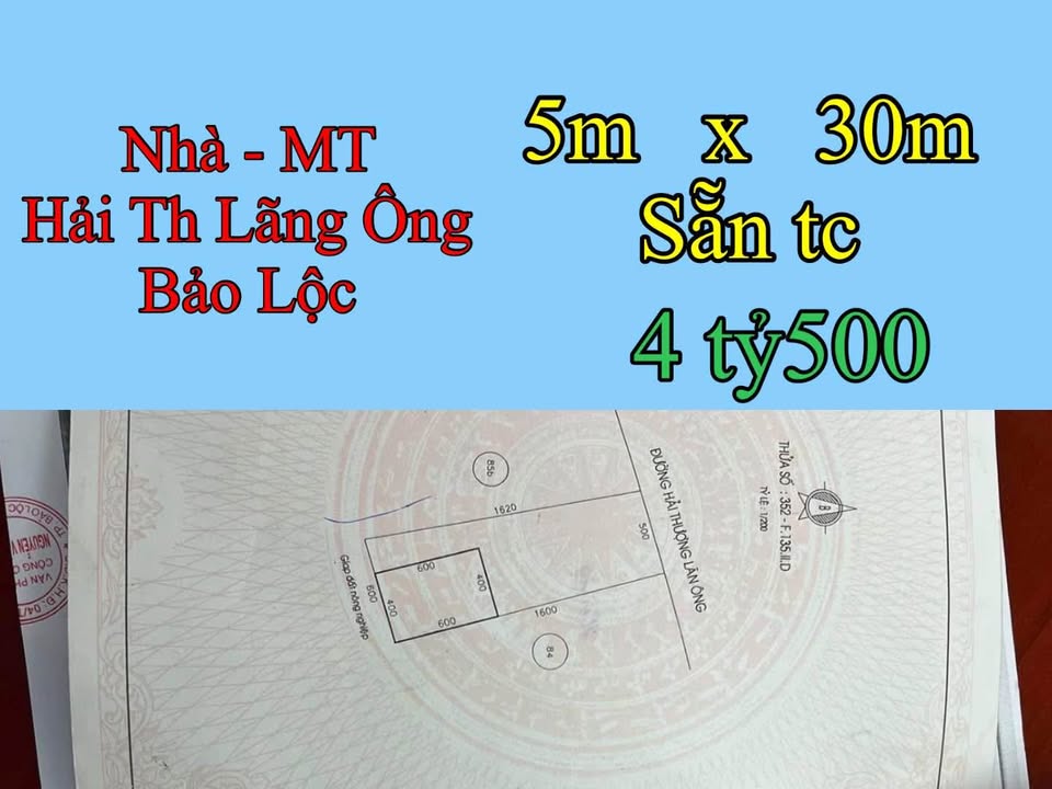 Nhà mặt tiền Hải Thượng Lãng Ông, Bảo Lộc 150m² giá 4.5 tỷ - Đẹp, hoàn công sẵn sàng ở ngay!