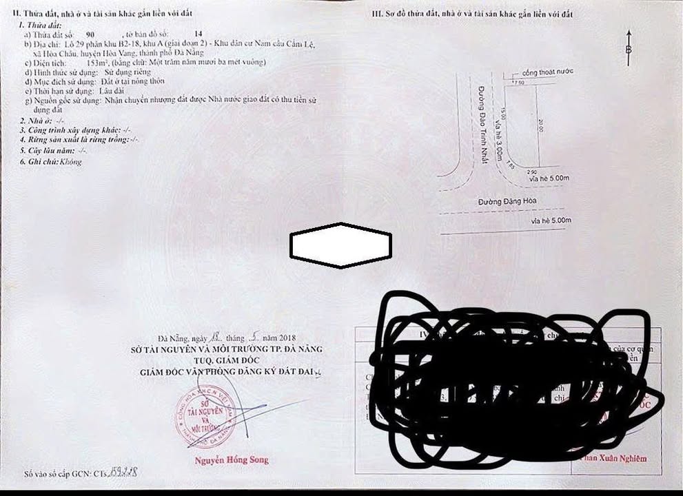 Đất nền góc 2 mặt tiền Đặng Hoà, Cẩm Lệ, 153m² giá 7 tỷ - Cơ hội đầu tư sinh lời!