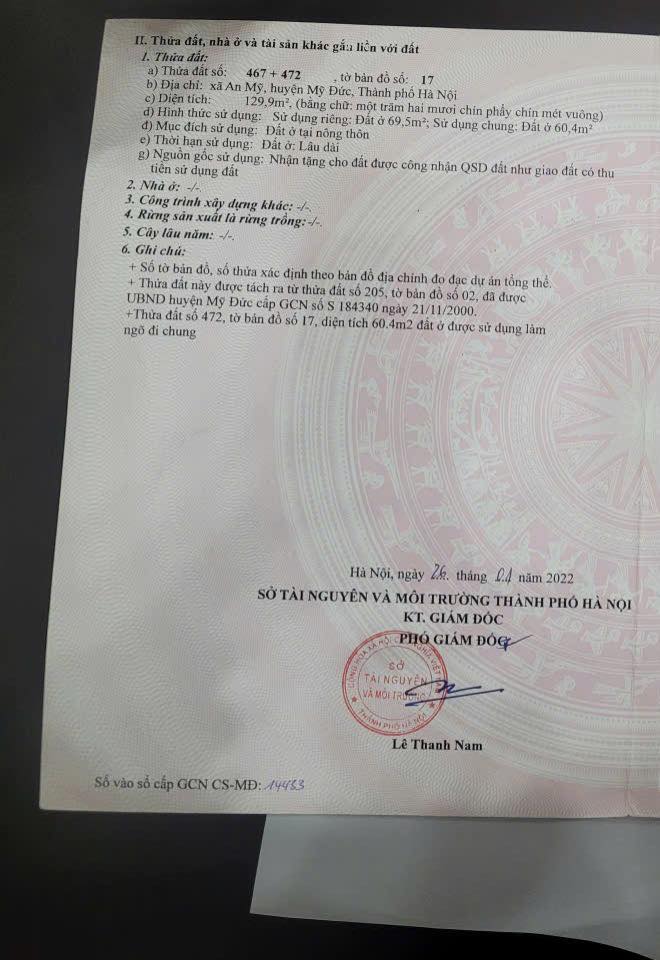 Đất nền An Mỹ, Mỹ Đức 69m² giá 1 tỷ - Sổ đỏ chính chủ, đầu tư sinh lời!