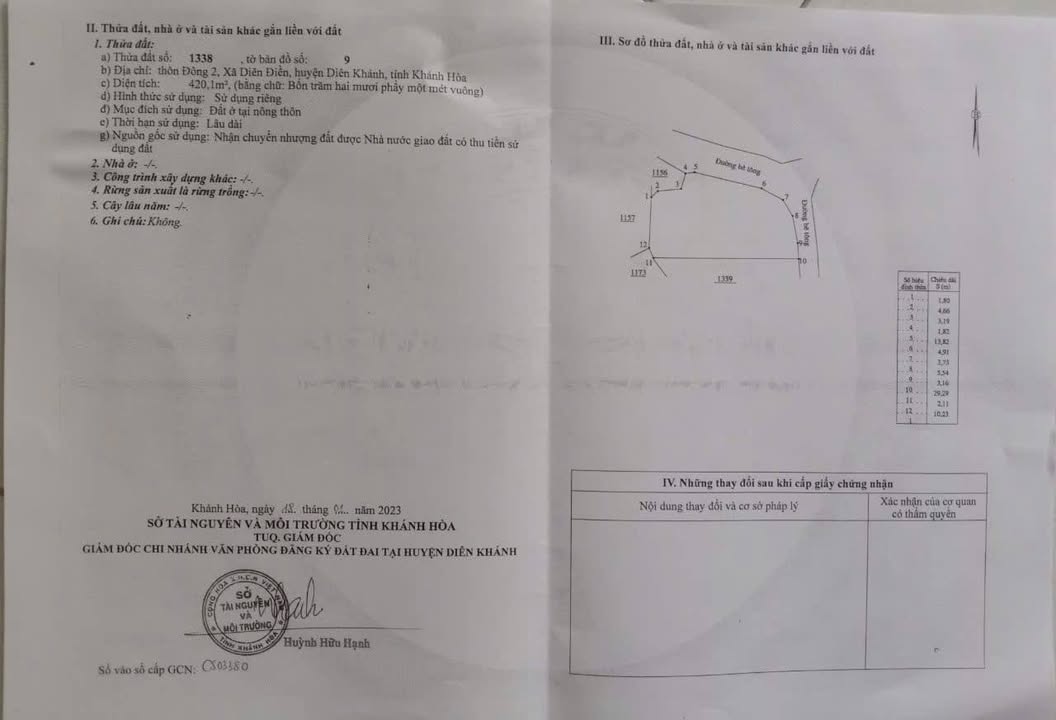 Đất thổ cư thôn Đông, xã Diên Điền 420m² giá 2.688 tỷ - Đầu tư sinh lời hấp dẫn!