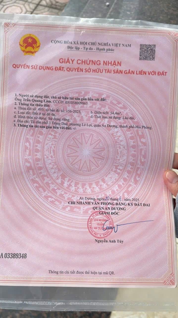 Đất nền Lê Lợi, An Dương, Hải Phòng 54.4m² - Vị trí đẹp, tiềm năng đầu tư cao!