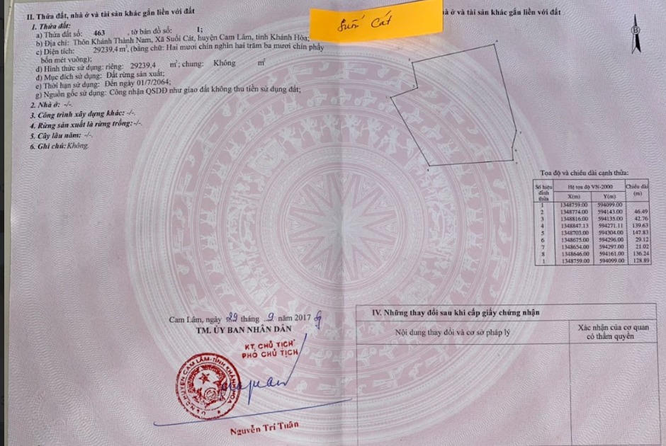 Đất nền Suối Cát Cam Lâm 29.239m² giá chỉ 2.999 tỷ - Đầu tư sinh lời ngay!