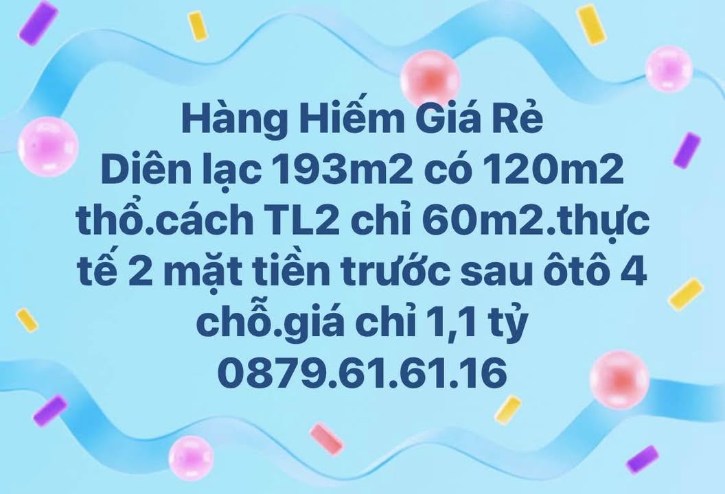 Đất Diên Lạc, Diên Khánh 193m² giá 1.1 tỷ - Cơ hội hiếm có cho nhà đầu tư!