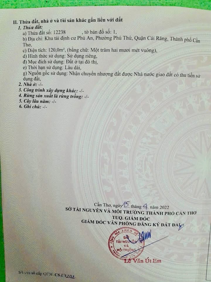 Đất nền khu đô thị mới Phú An Cần Thơ 120m² giá 3.6 tỷ - Cơ hội đầu tư tuyệt vời!