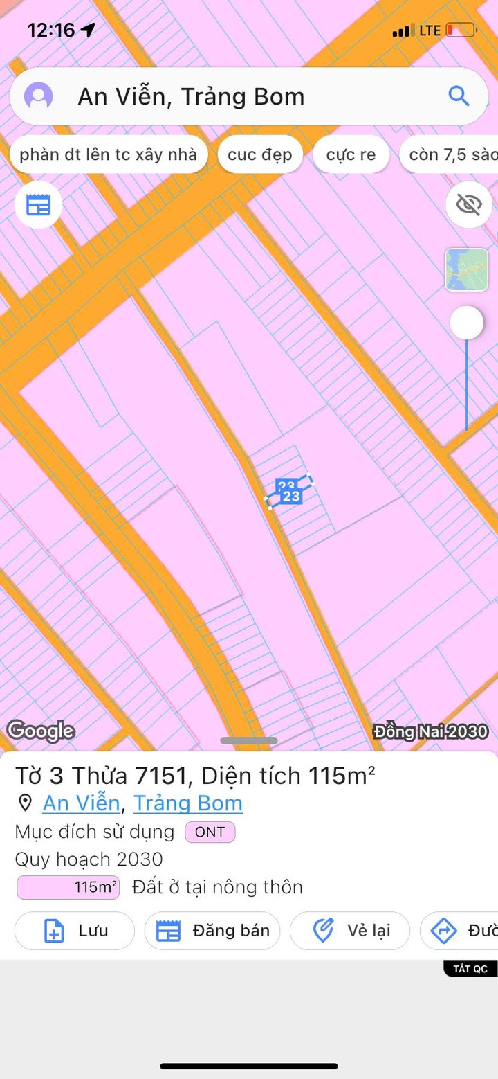 Đất thổ cư 100% tại An Viễn, Trảng Bom, 523m² chỉ 1.1 tỷ - Cơ hội đầu tư tuyệt vời!