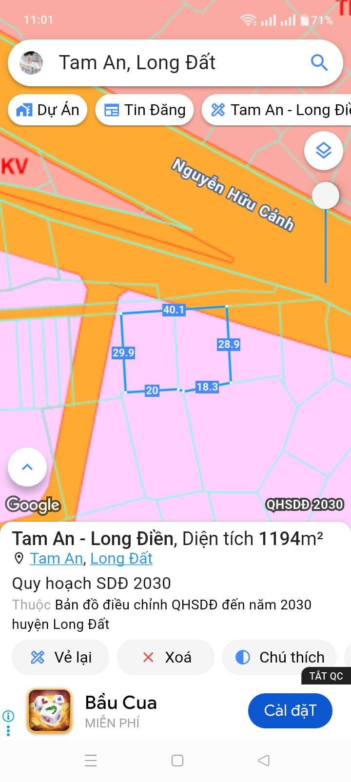 Đất nền liền kề tại Tam Phước, Long Điền 1200m² giá 4 tỷ - Sổ hồng chính chủ!