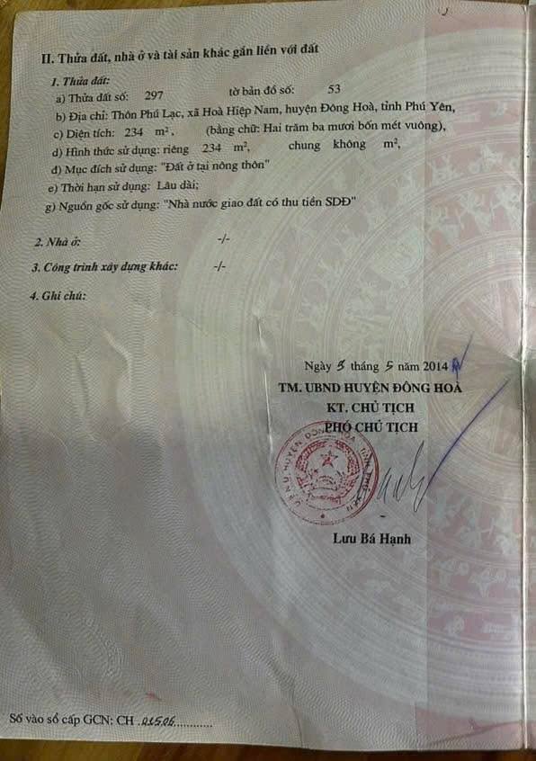 Đất ở Hòa Hiệp Nam 234m² giá 2.5 tỷ - Sổ đỏ chính chủ, sang tên ngay!