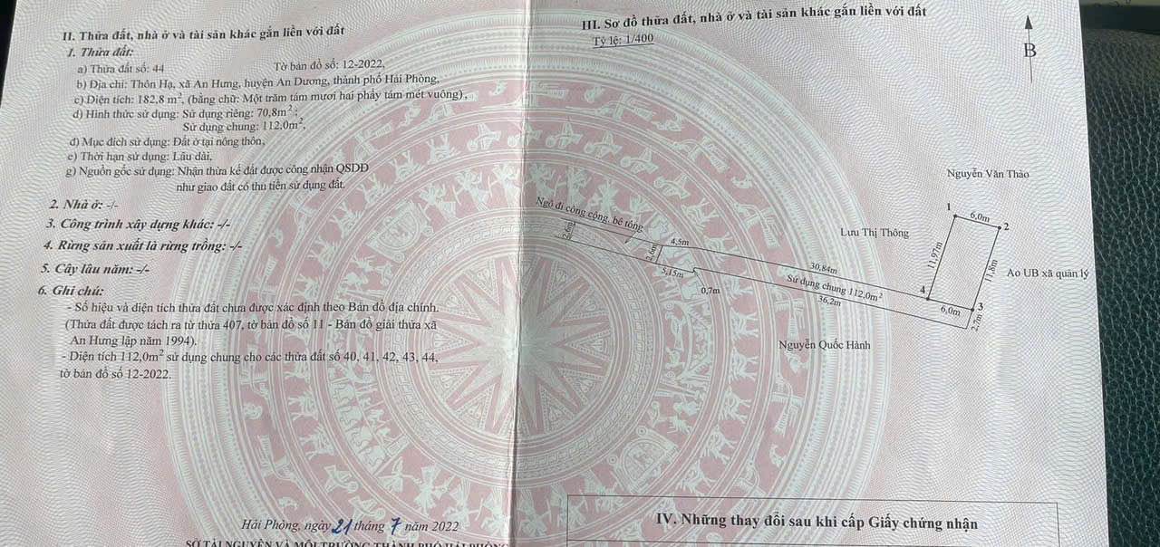 Đất nền An Hưng Hồng Bàng 70m² giá 700 triệu - Vị trí đắc địa, không lỗi phong thủy!