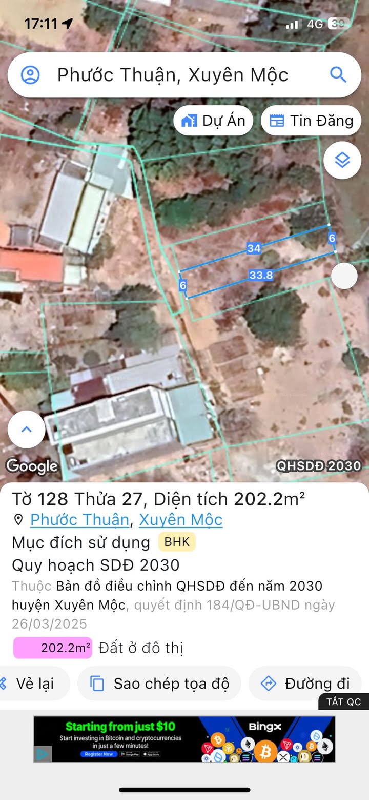 Đất nền Hồ Tràm 198m² giá 2.2 tỷ - Đường ô tô tới đất