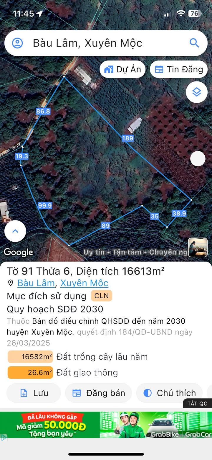 Đất nền Bàu Lâm, Xuyên Mộc 16,600m² - Cơ hội đầu tư hấp dẫn!