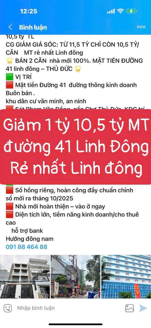 Nhà phố mặt tiền Đường 41, Linh Đông, 74m² giá 10.5 tỷ - Sẵn sàng vào ở ngay!