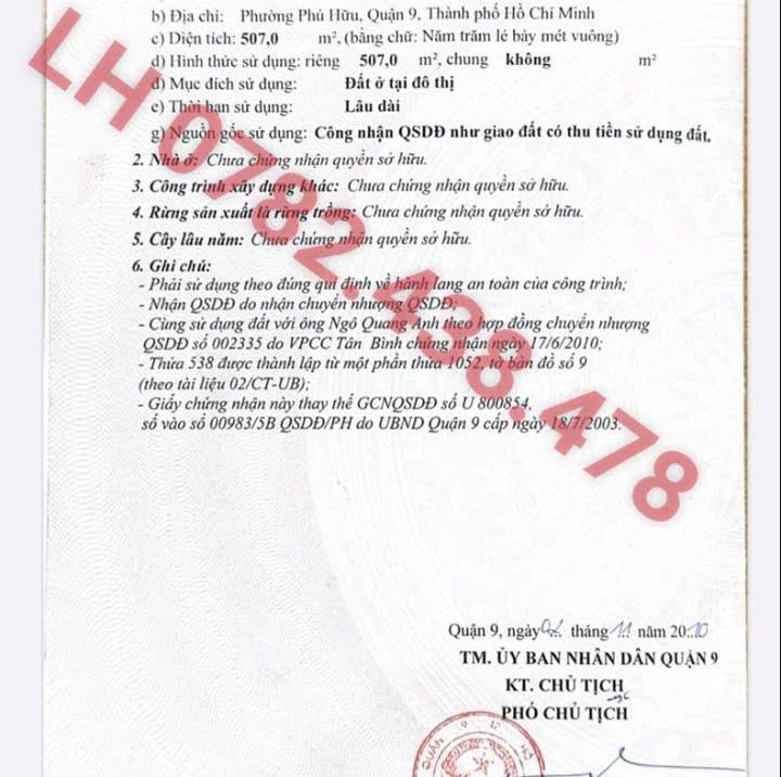 Đất nền Nguyễn Duy Trinh Quận 9 500m² giá 3x tỷ - Đầu tư sinh lời ngay!