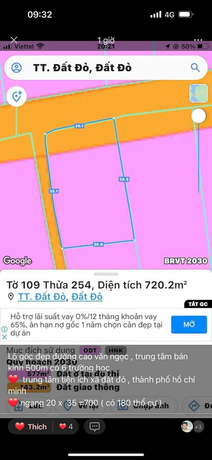 Đất nền 2 mặt tiền đường Cao Văn Ngọc, xã Đất Đỏ, 720m² - Cơ hội đầu tư tuyệt vời!