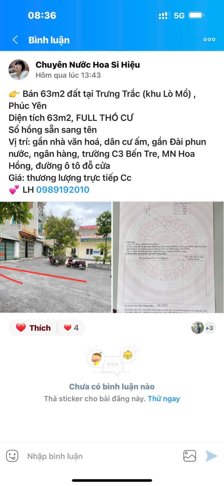 Đất nền Trưng Trắc, Phúc Yên 63m² giá 1.8 tỷ - Cơ hội đầu tư hấp dẫn!