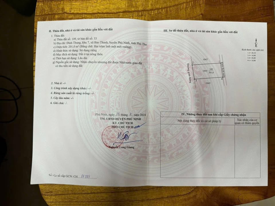 Đất thổ cư Bảo Thanh, Phù Ninh 200m² giá 2 tỷ - Mặt tiền rộng, vị trí đắc địa!