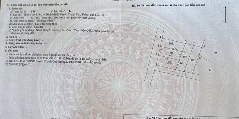 Đất nền Bình Minh, Thanh Oai 41.7m² giá 3.6 tỷ - Đường ô tô thông thoáng!