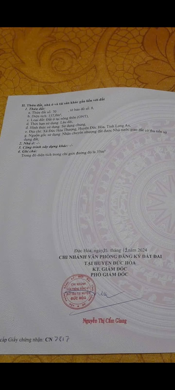 Đất nền chính chủ tại Đức Hòa Thượng, Long An - Diện tích 160m², giá thỏa thuận!