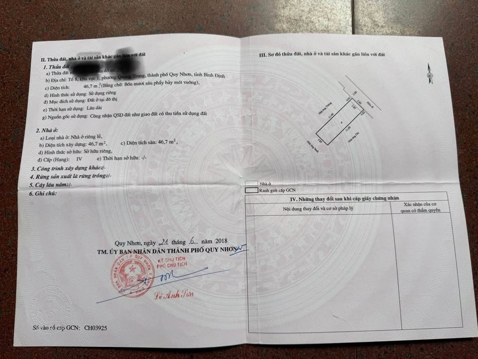 Nhà hẻm Hoàng Văn Thụ, Quy Nhơn 46.7m² giá 2.5 tỷ - Vị trí trung tâm, tiện nghi đầy đủ!