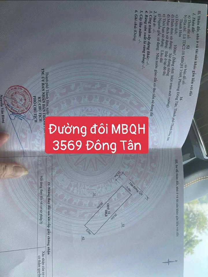 Đất nền 100m² phường Đông Tân, TP. Thanh Hóa giá chỉ 6 tỷ - Sổ hồng chính chủ nhanh gọn!