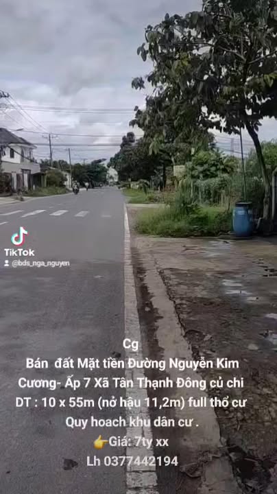 Đất thổ cư 550m² mặt tiền đường Nguyễn Kim Cương, Củ Chi - Giá chỉ 7 tỷ!