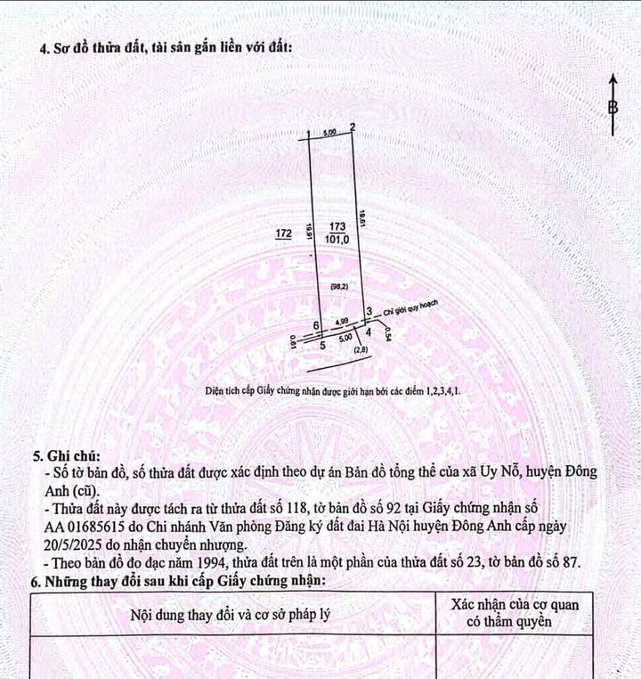 Đất nền xóm Thượng, xã Uy Nỗ, Đông Anh 101m² giá 8 tỷ - Đầu tư sinh lời ngay!