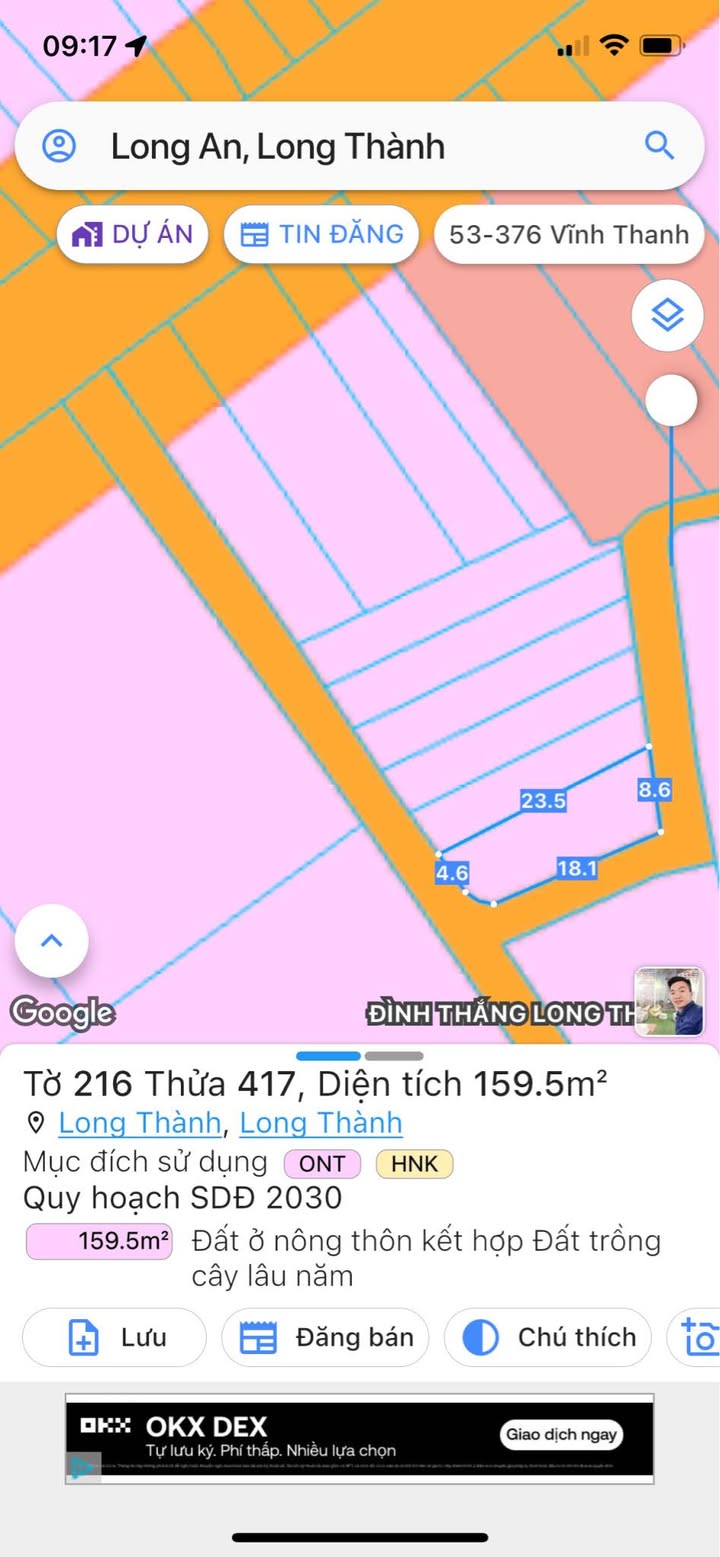 Lô đất 3 mặt tiền xã Long An, 160m² thổ cư - Pháp lý rõ ràng, giá thỏa thuận!