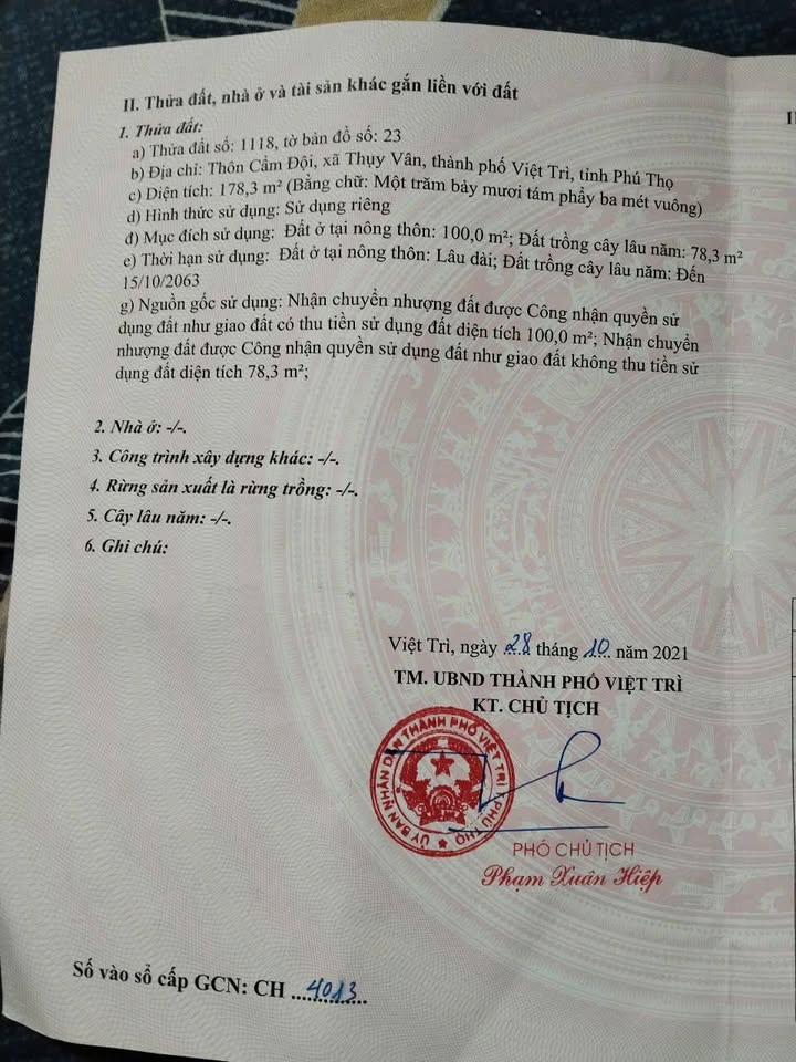 Đất Thụy Vân Việt Trì 178,3m² giá chỉ 1 tỷ - Cơ hội đầu tư sinh lời!