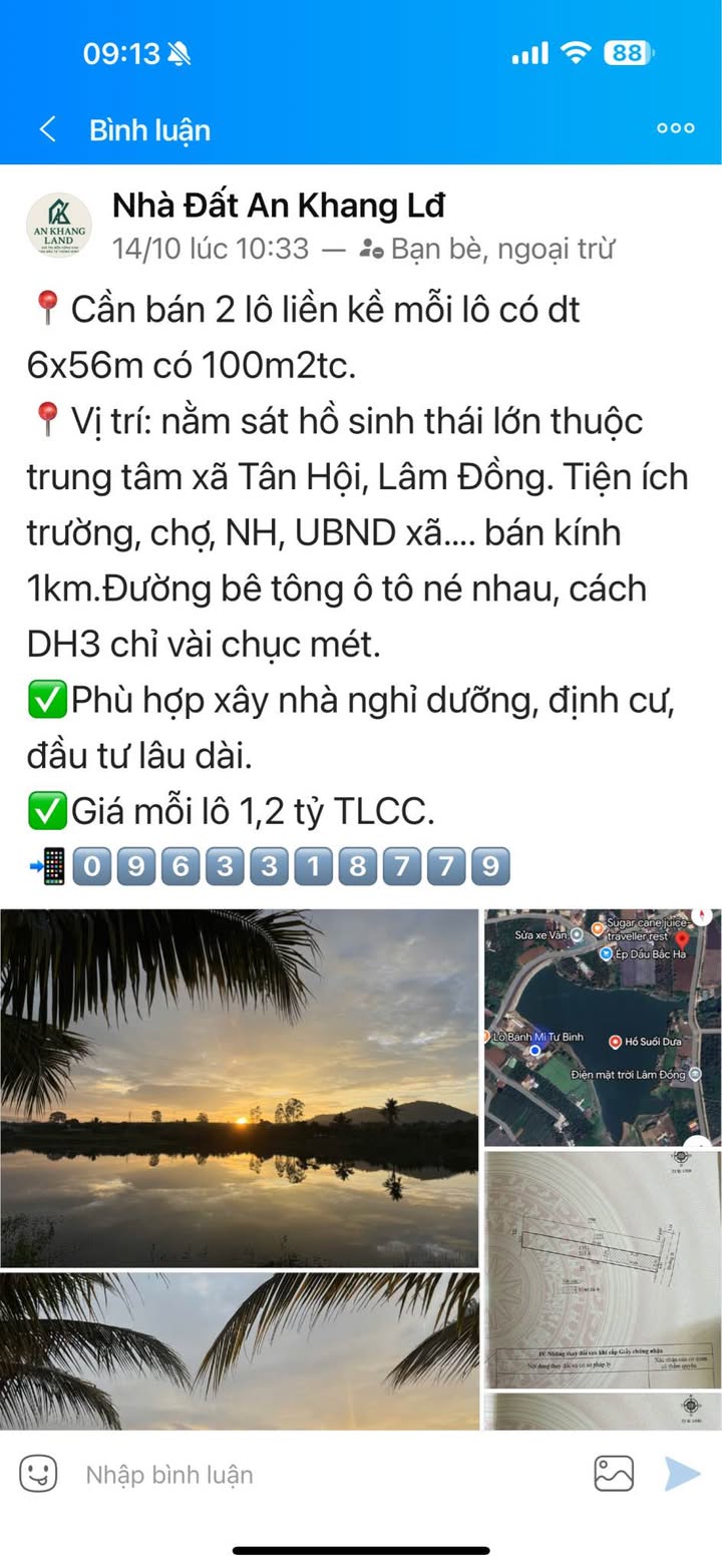 Đất nền Tân Hội, Lâm Đồng 336m² giá 1.1 tỷ - Cơ hội đầu tư hiếm có!