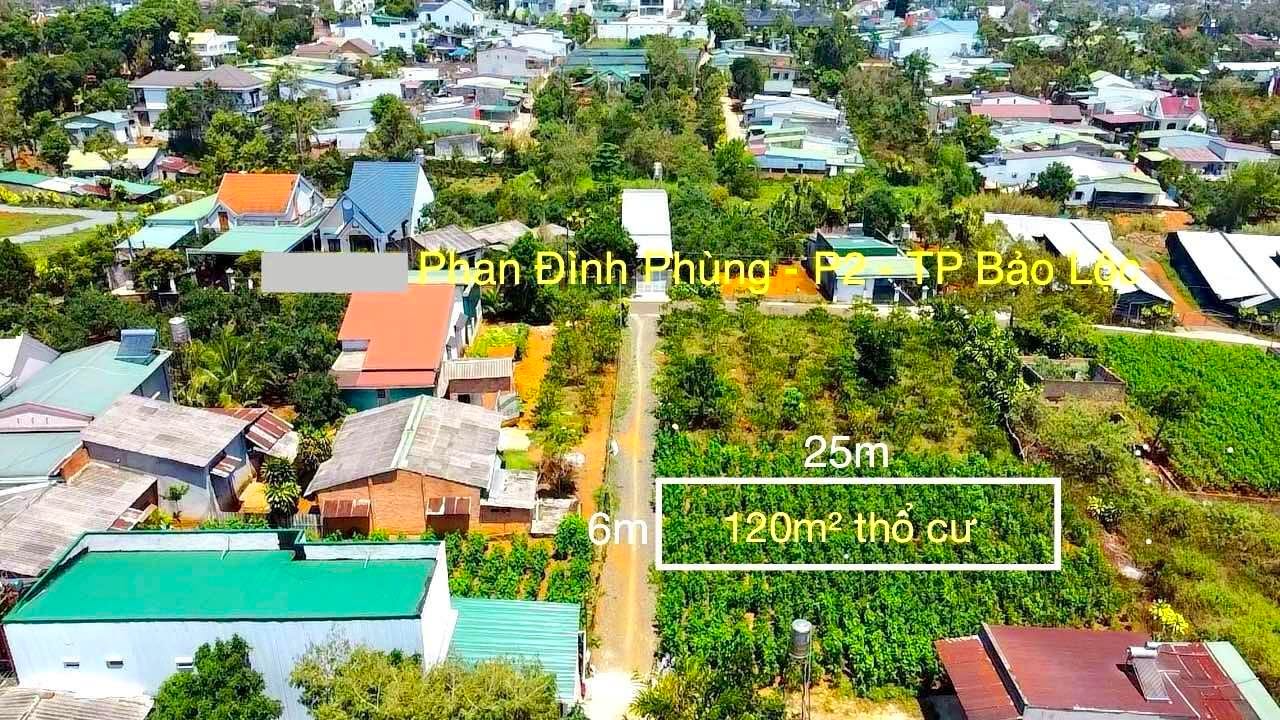 Đất nền hẻm Phan Đình Phùng, Bảo Lộc 120m² giá chỉ 1.58 tỷ - Cơ hội đầu tư hấp dẫn!
