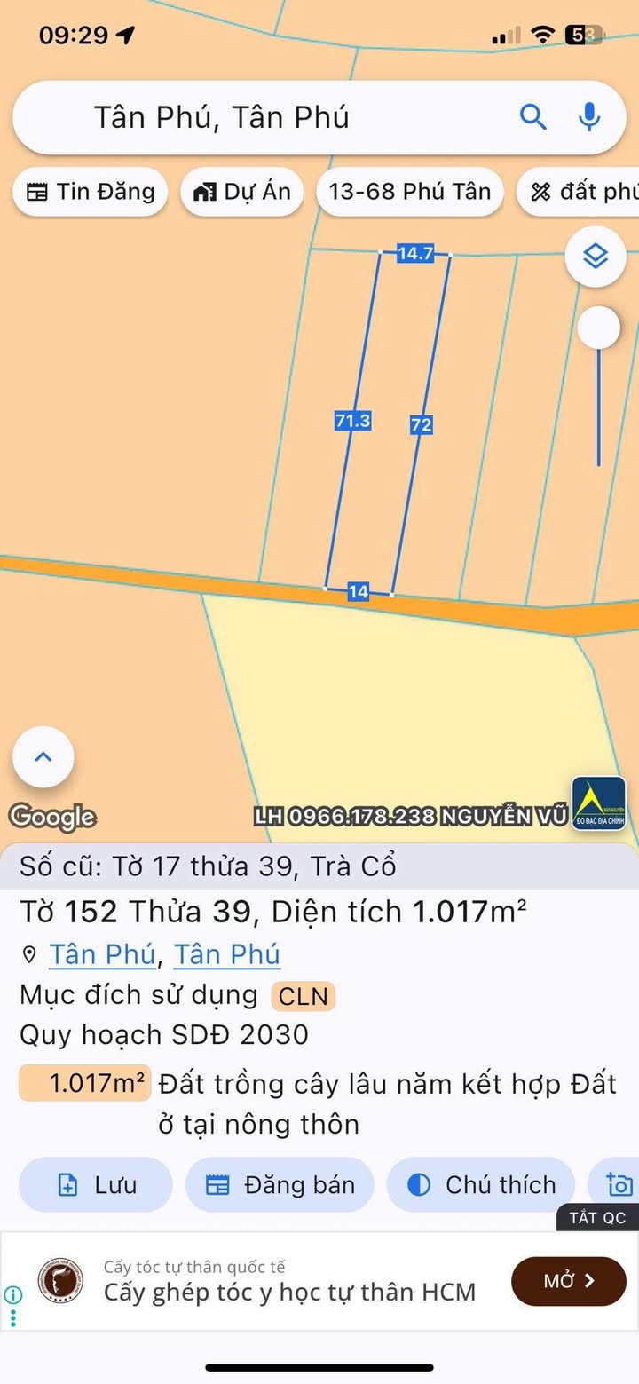Đất nền 868m² xã Trà Cổ Tân Phú giá chỉ 670 triệu - Cơ hội đầu tư tốt!
