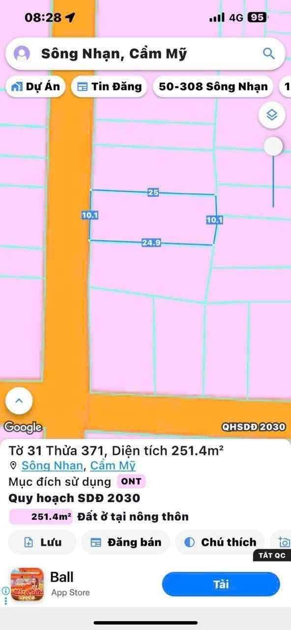 Đất thổ cư Ấp 3, Xã Sông Nhạn, Cẩm Mỹ 250m² giá 2 tỷ - Cơ hội đầu tư hấp dẫn!