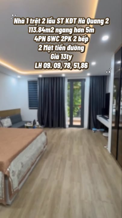 Nhà 2 mặt tiền KĐT Hà Quang 2, 113.84m² giá 13 tỷ - Nhà mới, full nội thất, có thang máy!