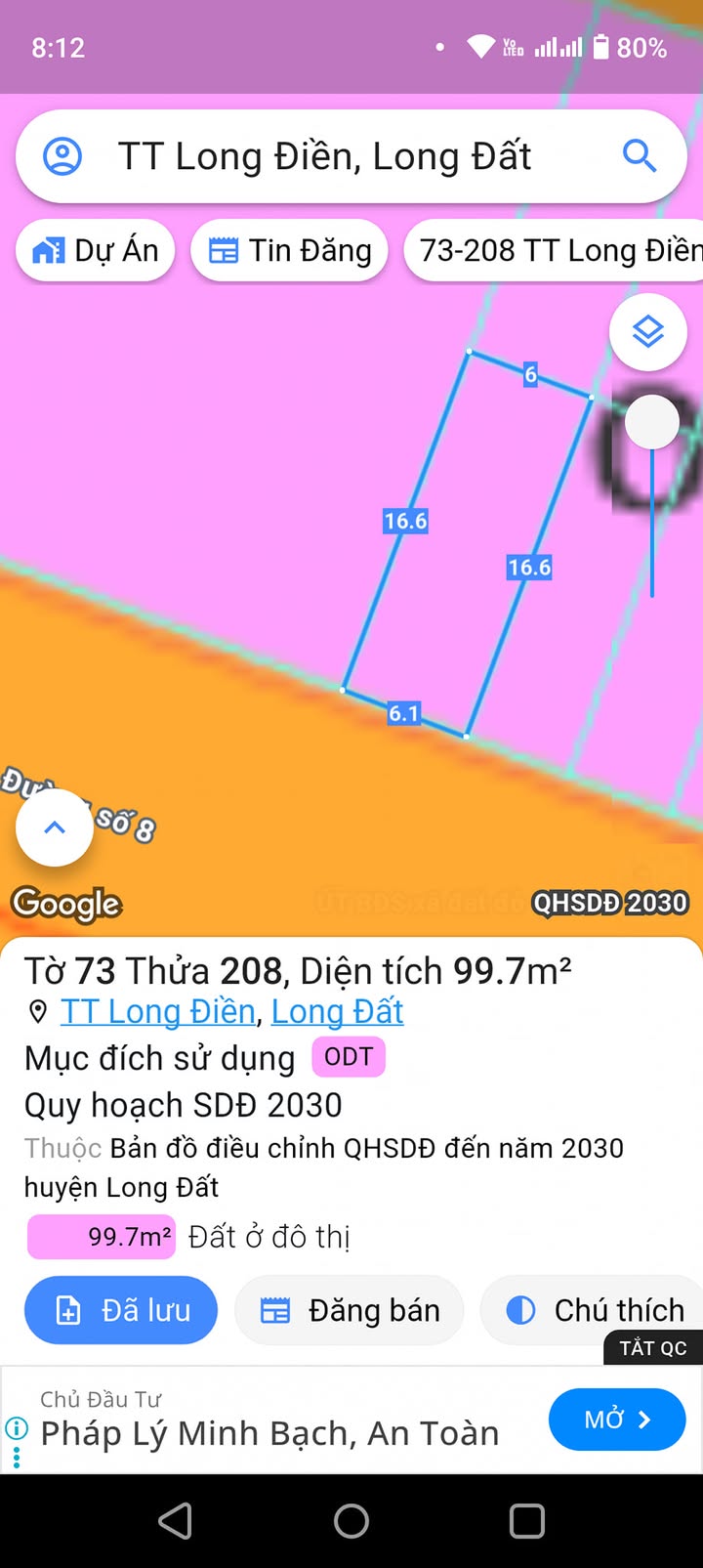 Đất thổ cư 99m² tại đường số 8, xã Long Điền - Giá chỉ 2.6 tỷ, thương lượng!