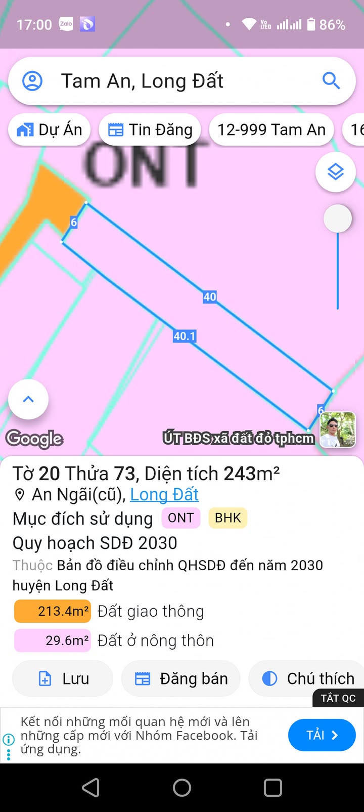 Đất nền An Ngãi 240m² giá 1.145 tỷ - Sổ đỏ chính chủ, pháp lý rõ ràng!