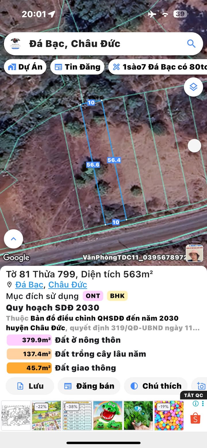 Đất Nghĩa Thành Châu Đức 560m² giá 1.5 tỷ - Tiềm năng đầu tư sinh lời!