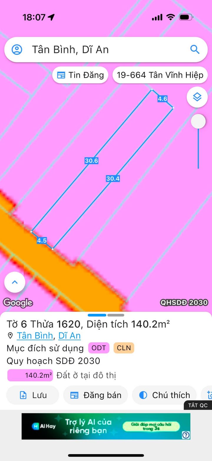 Đất nền Tân Bình Dĩ An 140m² giá 3.1 tỷ - Vị trí đắc địa, tiện ích đầy đủ!