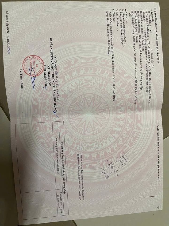 Đất nền Song Phương - Hoài Đức 78m² giá 9.998 tỷ - Cơ hội đầu tư vàng!