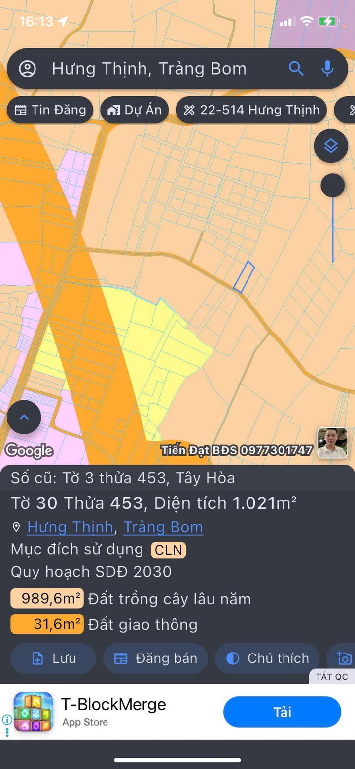 Đất CLN 1000m² tại Tây Hòa, Trảng Bom - Giá chỉ 1.4 tỷ VND!